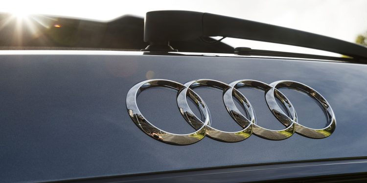 Audi badge close up view