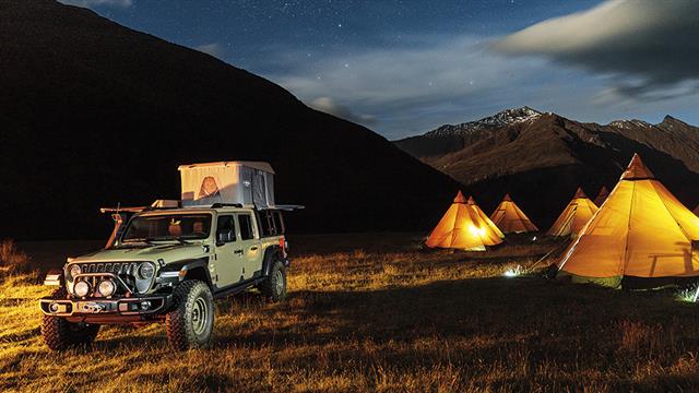 2020 Jeep Gladiator in front of tents