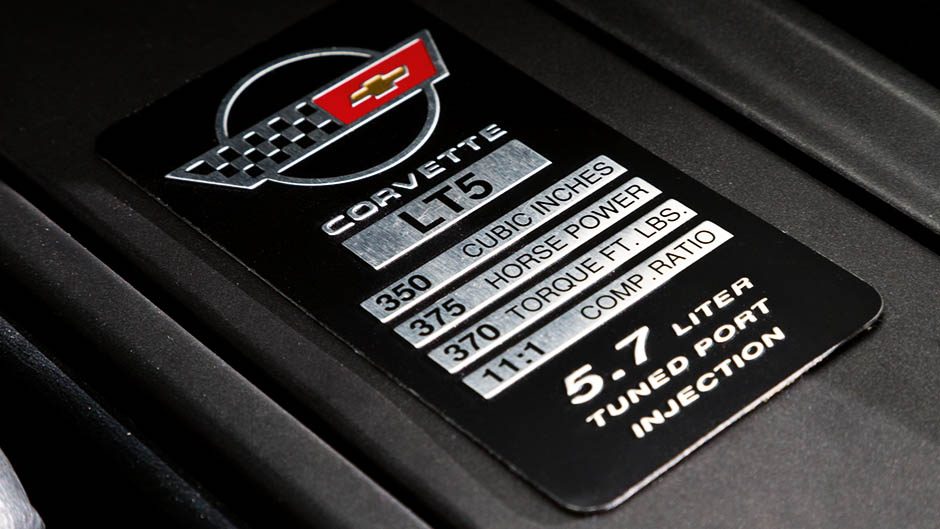 1991 Corvette ZR-1 motor plaque