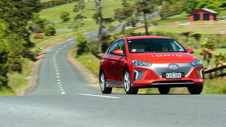 2017 Hyundai Ioniq Electric driving on country road