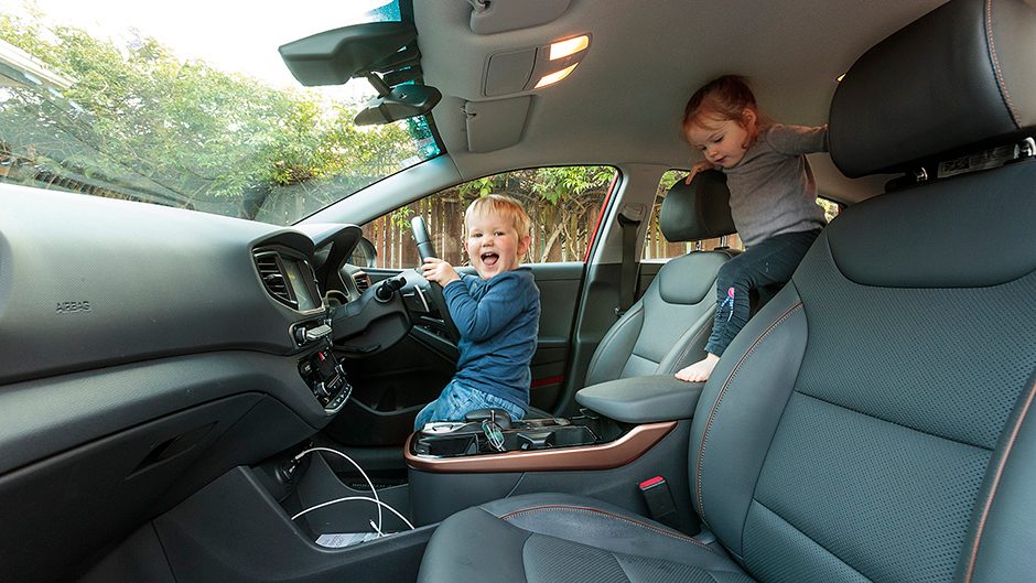 2017 Hyundai Ioniq Electric kids in front seat