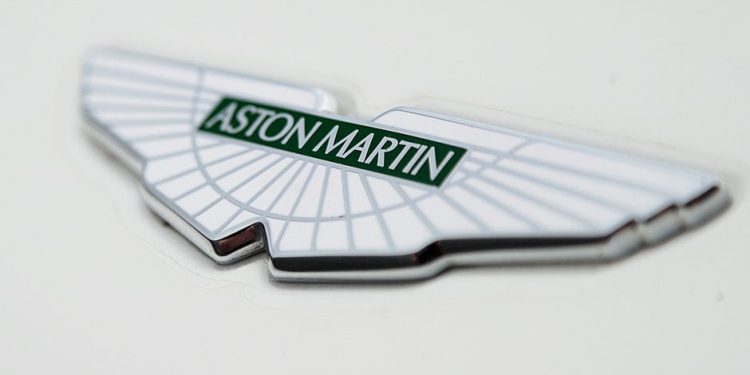 Aston Martin badge close up view