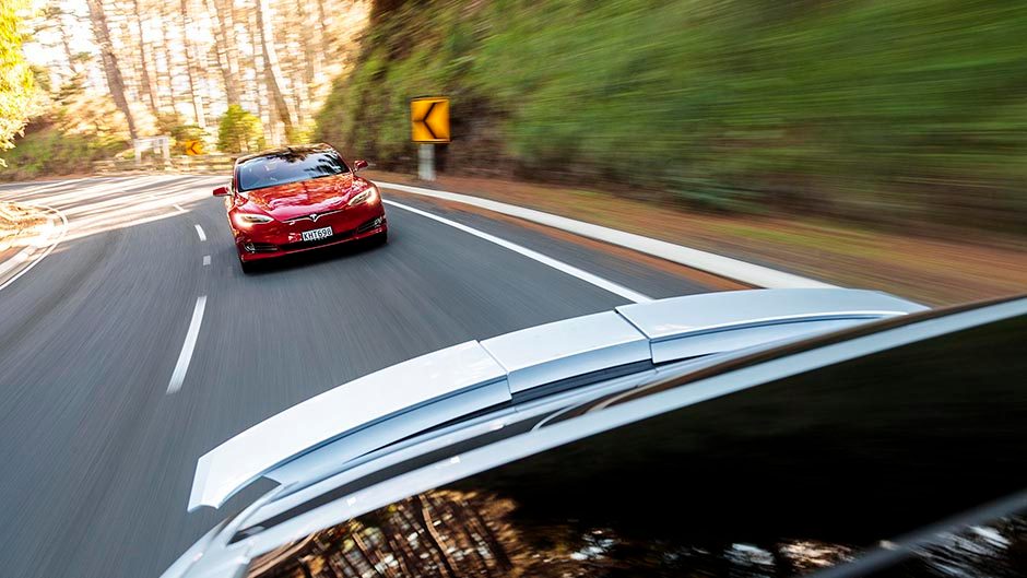Tesla Model S front action