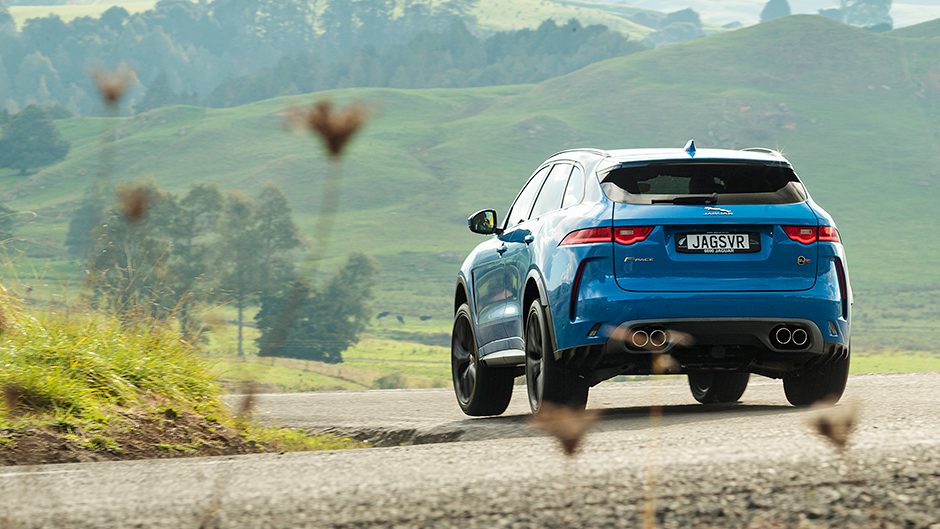 2019 Jaguar F-Pace SVR lifting wheel through corner