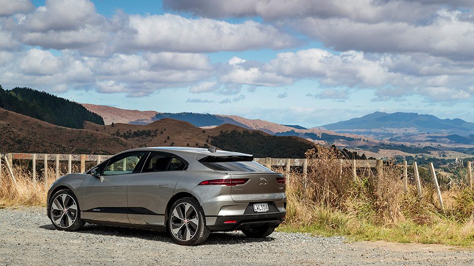 Jaguar I-Pace SE rear static on hills