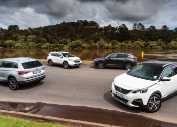 Honda CR-V vs Skoda Kodiaq vs Mazda CX-5 vs Peugeot 3008 beside river