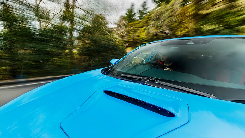 2020 Honda Civic Type R driving through trees really fast