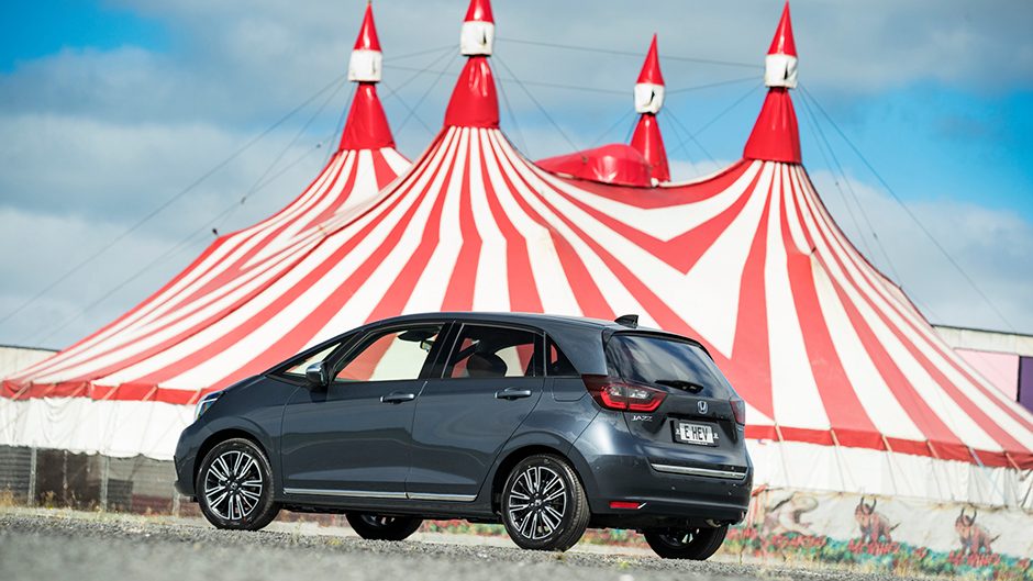 Honda Jazz e:HEV Luxe in front of circus tent