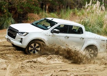 2021 Isuzu D-Max driving in sand