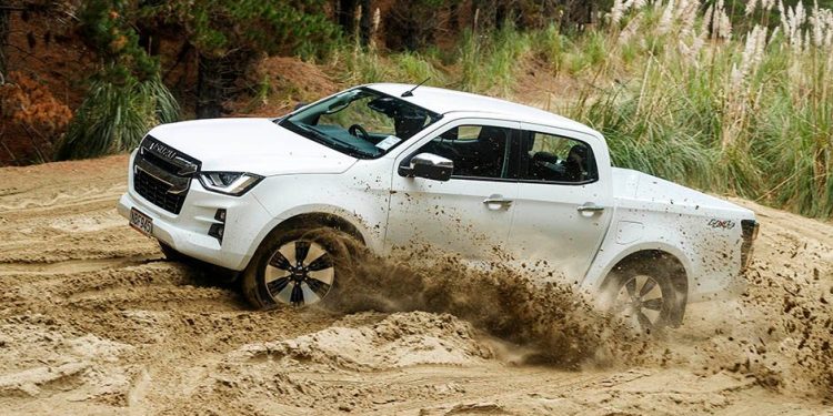 2021 Isuzu D-Max driving in sand