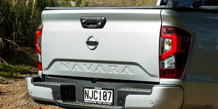 Nissan Navara close up of silver tailgate