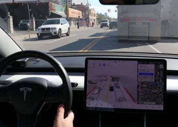 Tesla interior driving