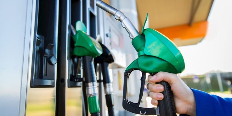 Person holding petrol pump nozzle