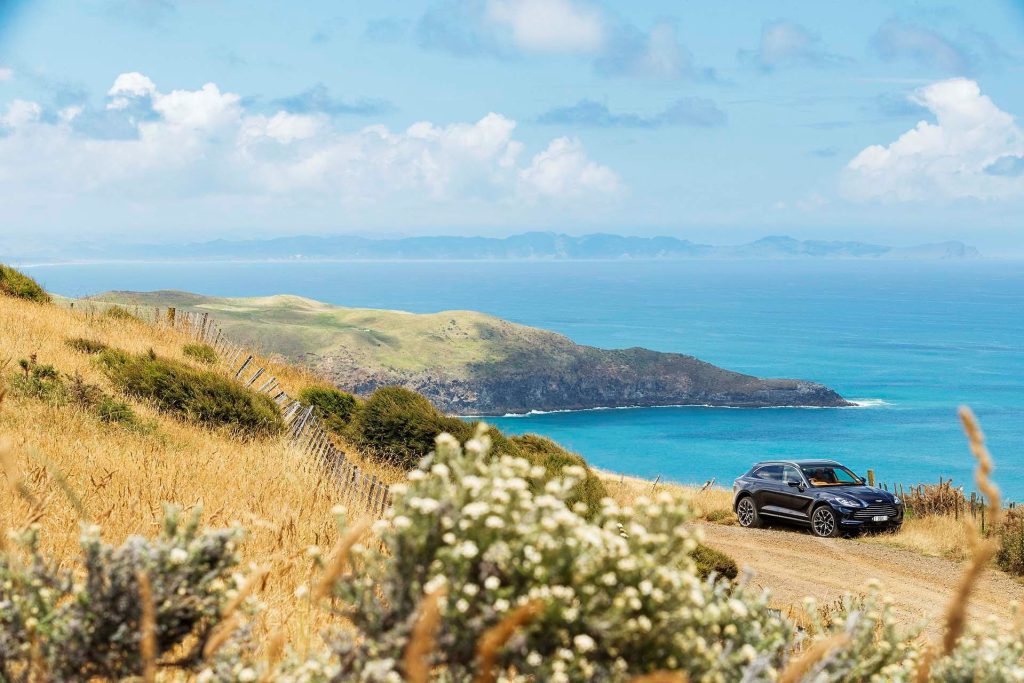 2022 Aston Martin DBX parked on hilltop