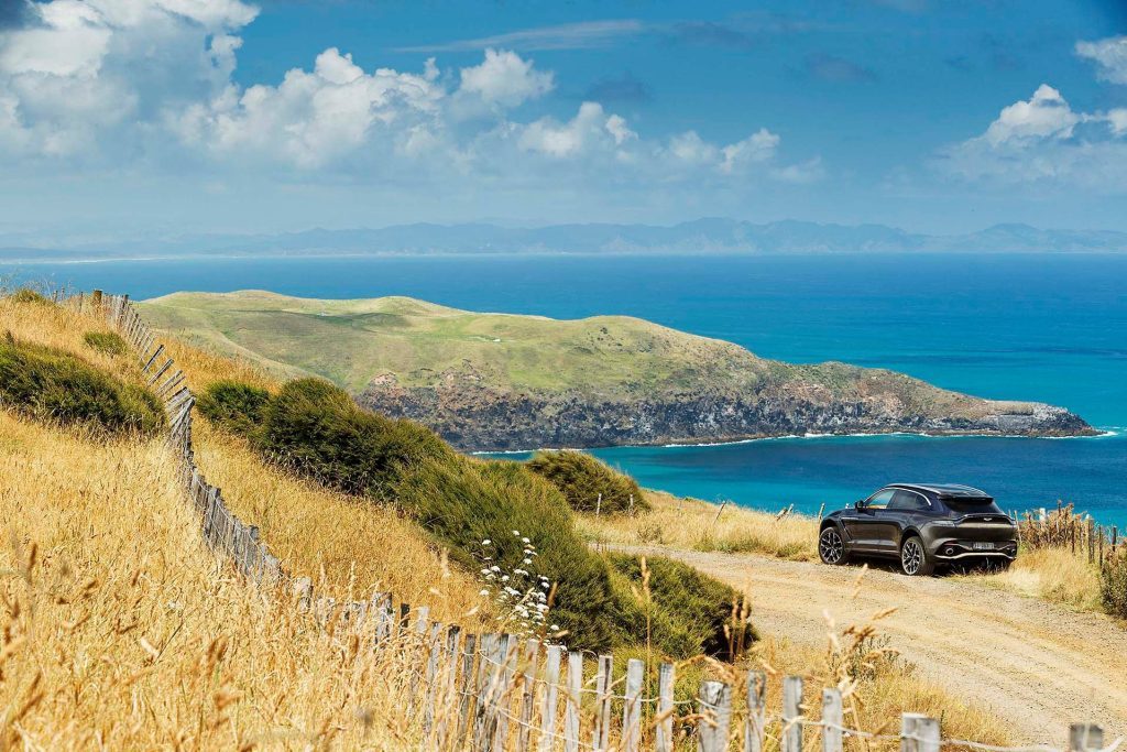 2022 Aston Martin DBX parked on hilltop