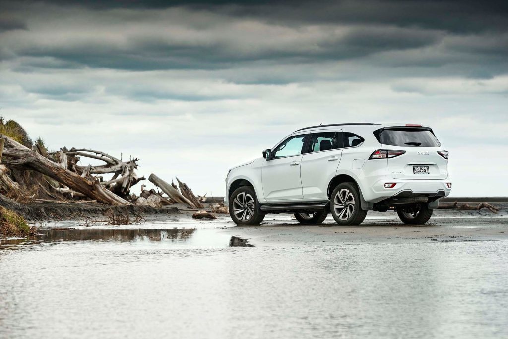 2022 Isuzu MU-X parked on beach