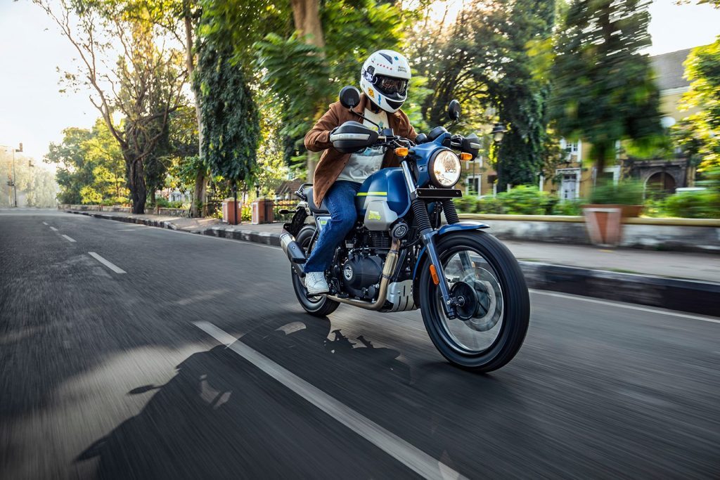 Royal Enfield Scrambler riding on street