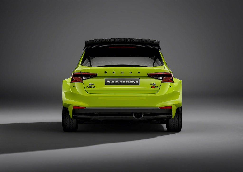 Skoda Fabia RS Rally2 rear in studio