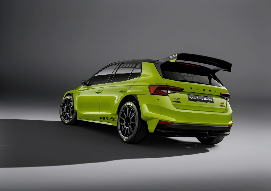 Skoda Fabia RS Rally2 rear three quarter view