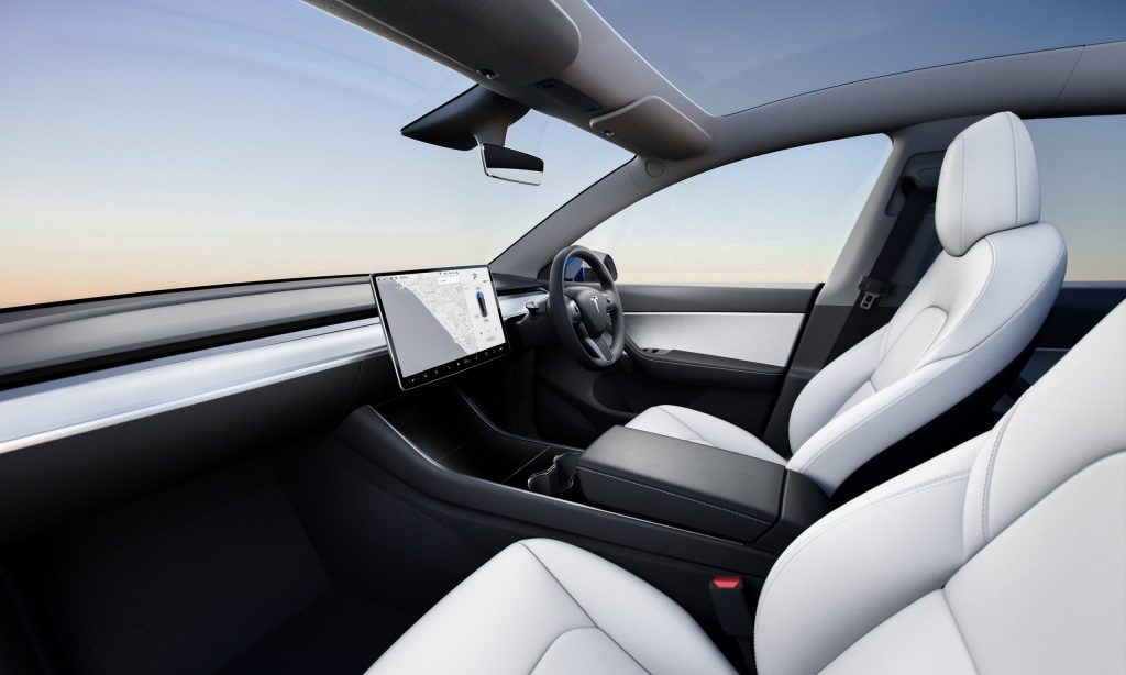 white Tesla Model Y interior