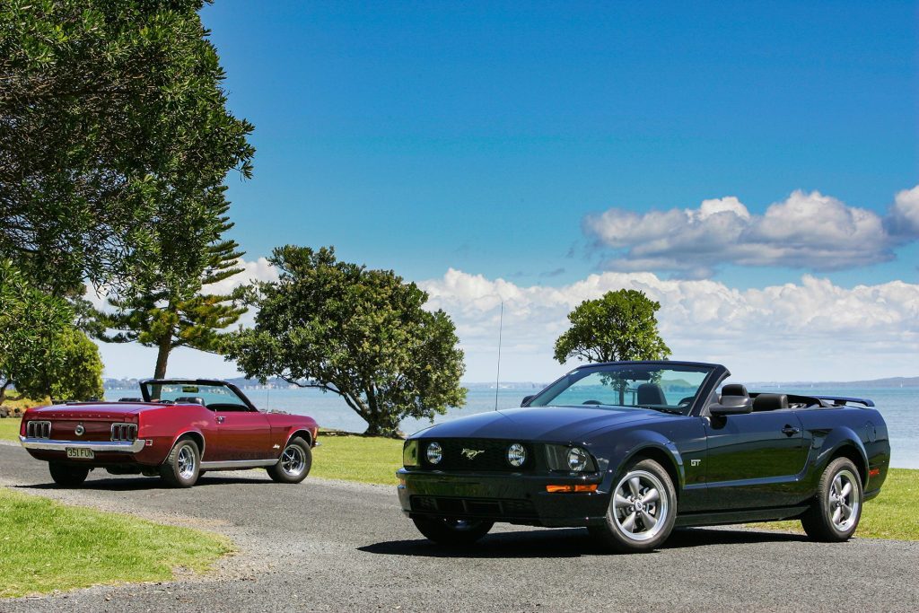 1970 & 2006 Mustang GT Convertibles front beauty shot