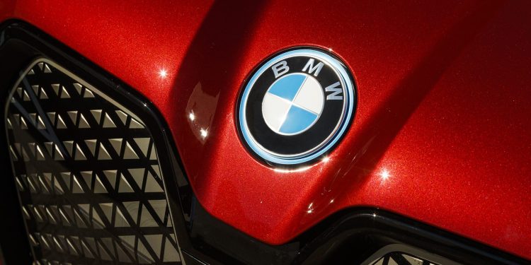 BMW iX front badge close up view