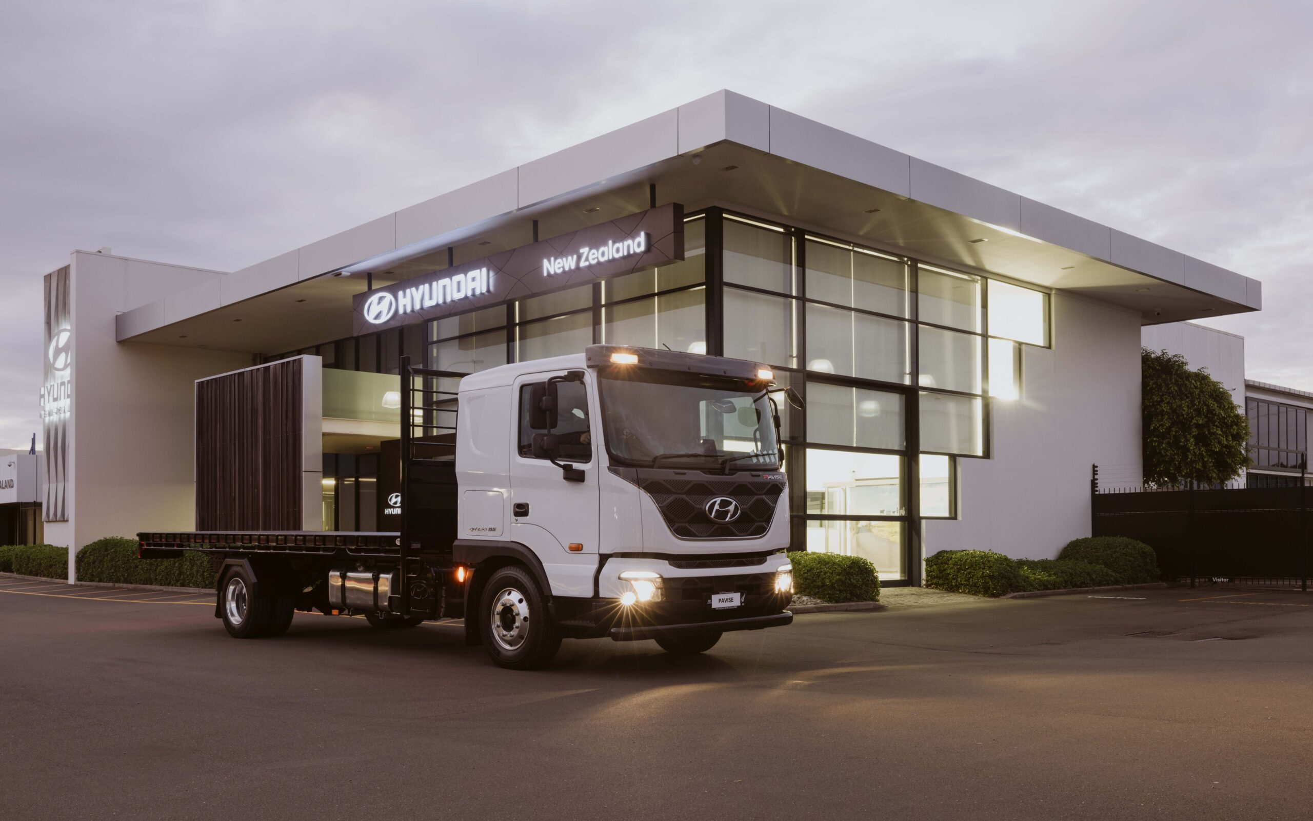 Hyundai Pavise truck outside New Zealand Hyundai dealership