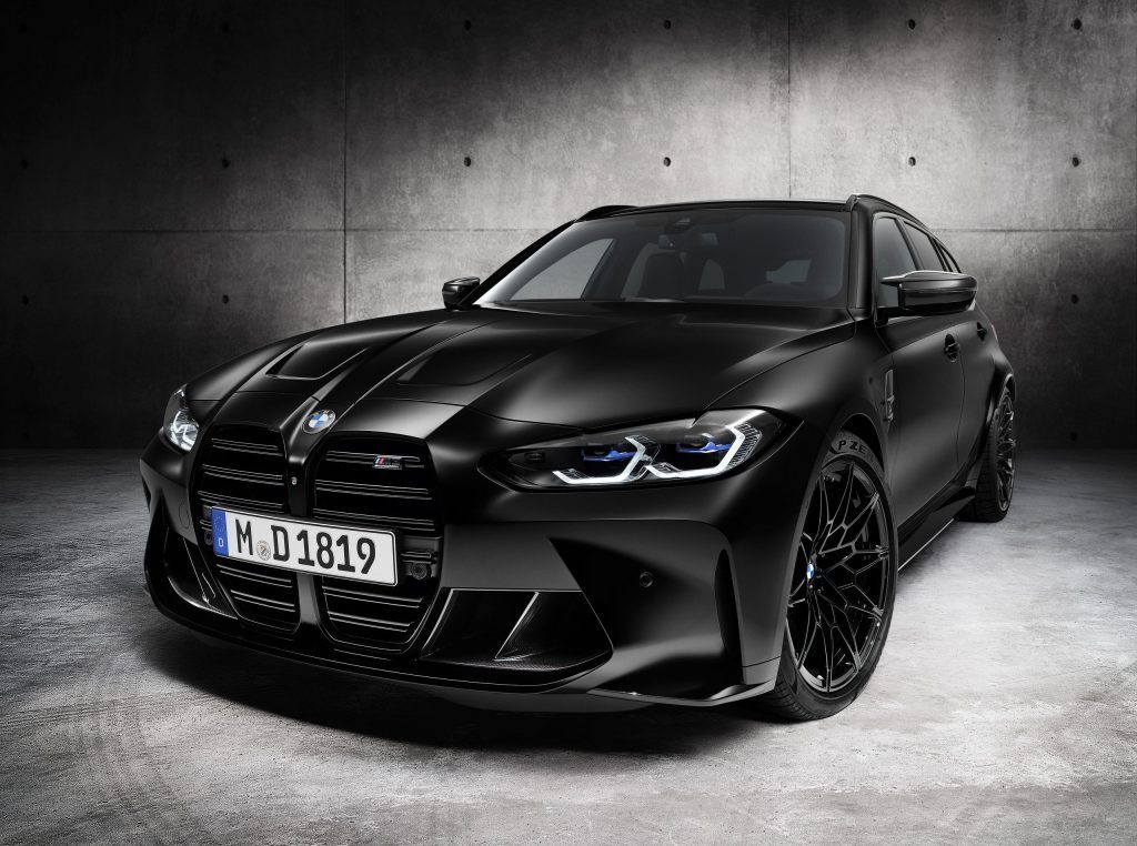 BMW M3 Touring front three quarters in studio