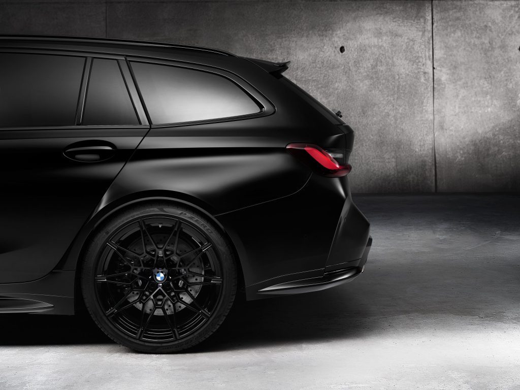 BMW M3 Touring rear compartment close up in studio