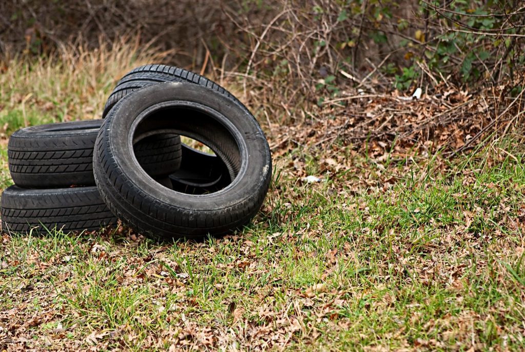 Tyres on grass