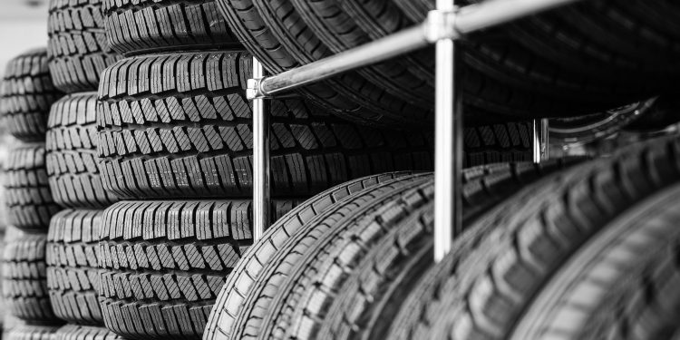 Tyres on rack