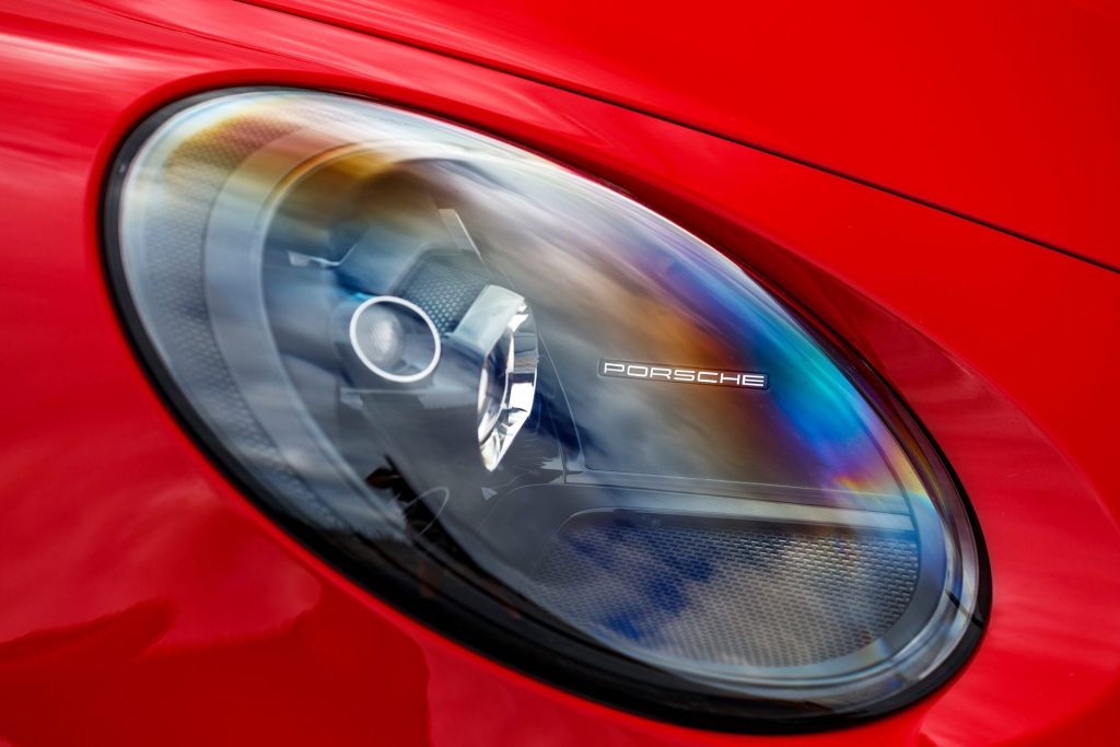 red Porsche 911 GTS headlight