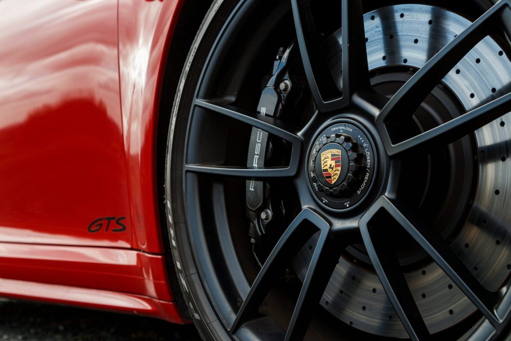 red Porsche 911 GTS alloy wheel
