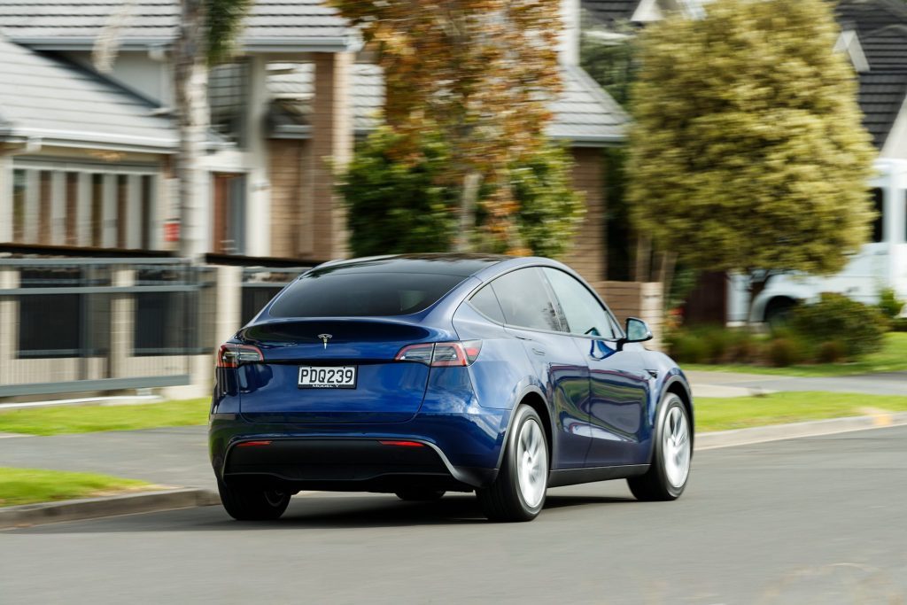 Tesla Model Y RWD rear urban action