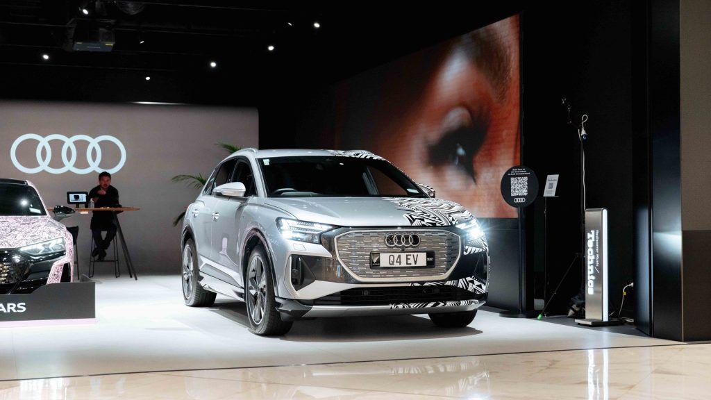 Audi Q4 e-tron front view in shopping centre