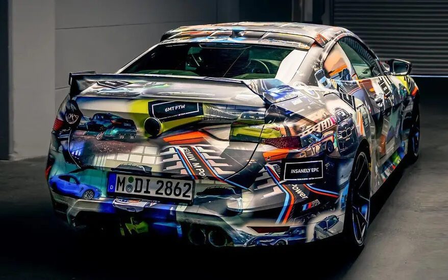 BMW 3.0 CSL rear three quarters in camouflage