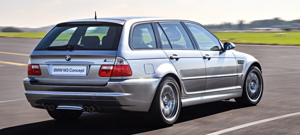 BMW M3 wagon driving on track