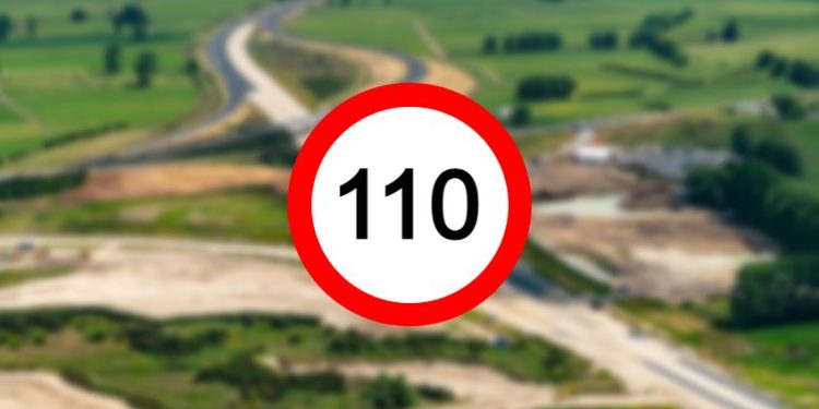 Waikato Expressway 110km/h speed limit sign