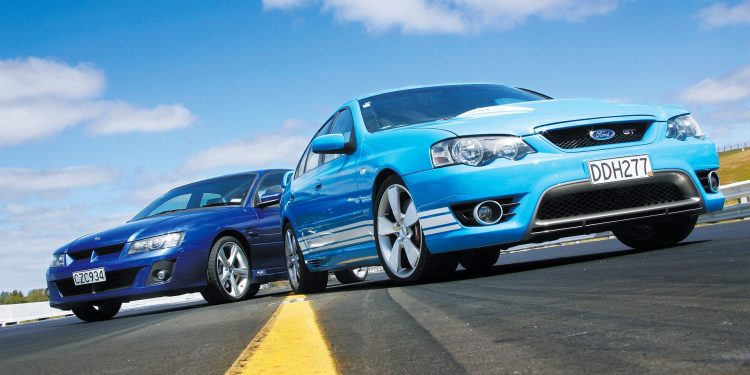 2006 HSV Clubsport vs FPV GT-front static on drag strip