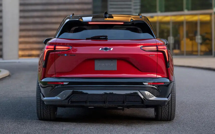 Chevrolet Blazer EV SUV rear outside building