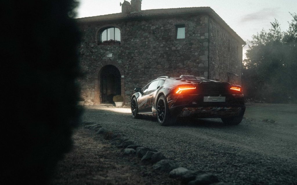 Lamborghini Huracan Sterrato all-terrain supercar rear three quarters