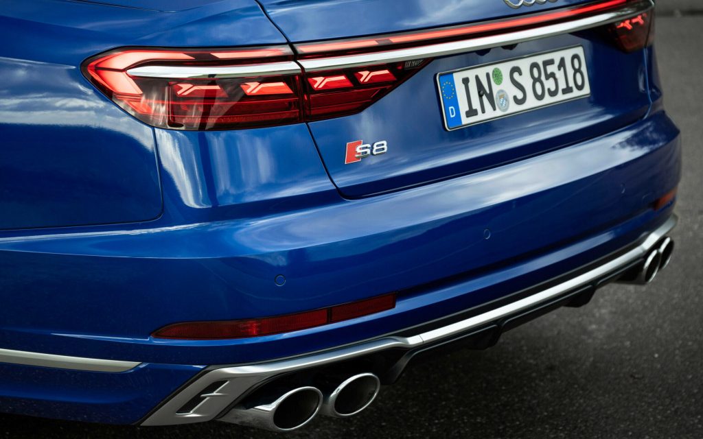Audi S8 performance sedan rear detail