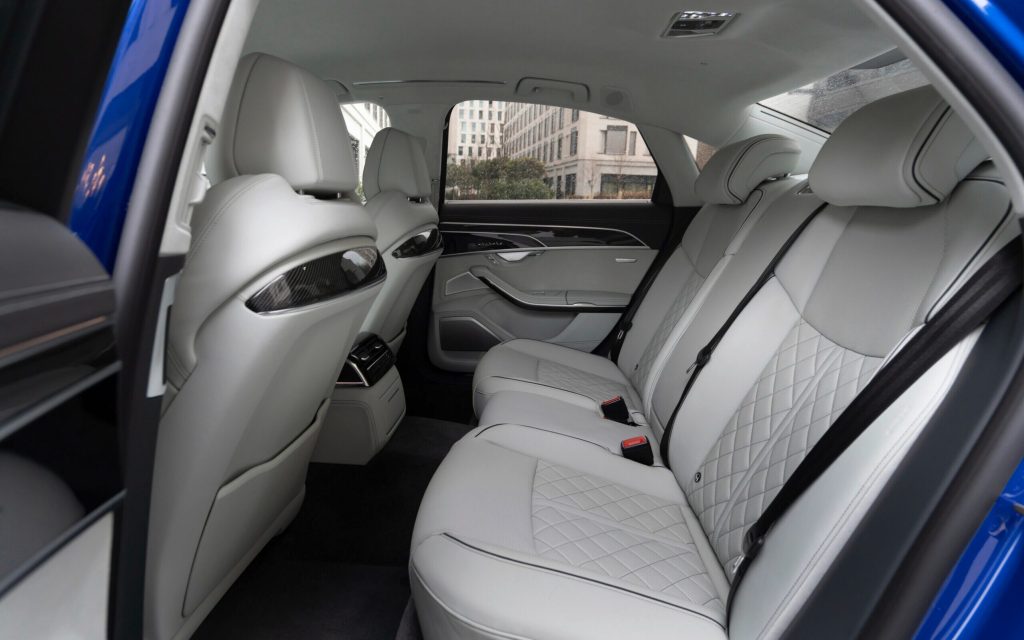 Audi S8 performance sedan rear seating arrangement