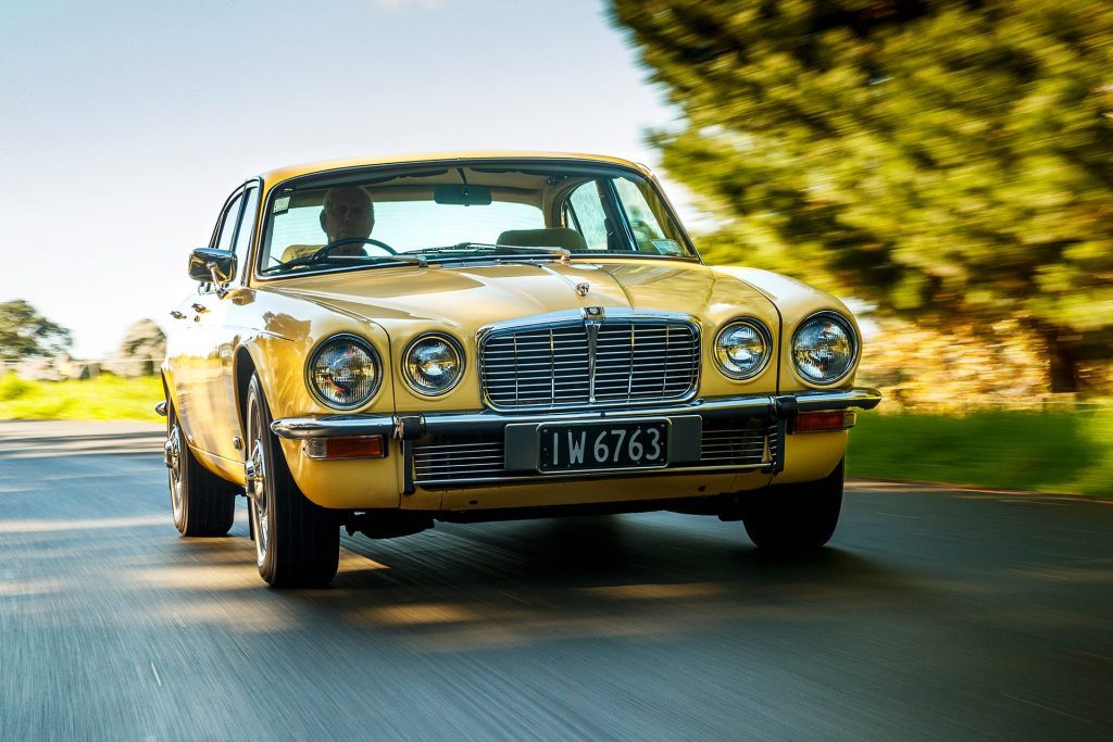 1978 Jaguar XJ6 4.2 LWB driving through trees