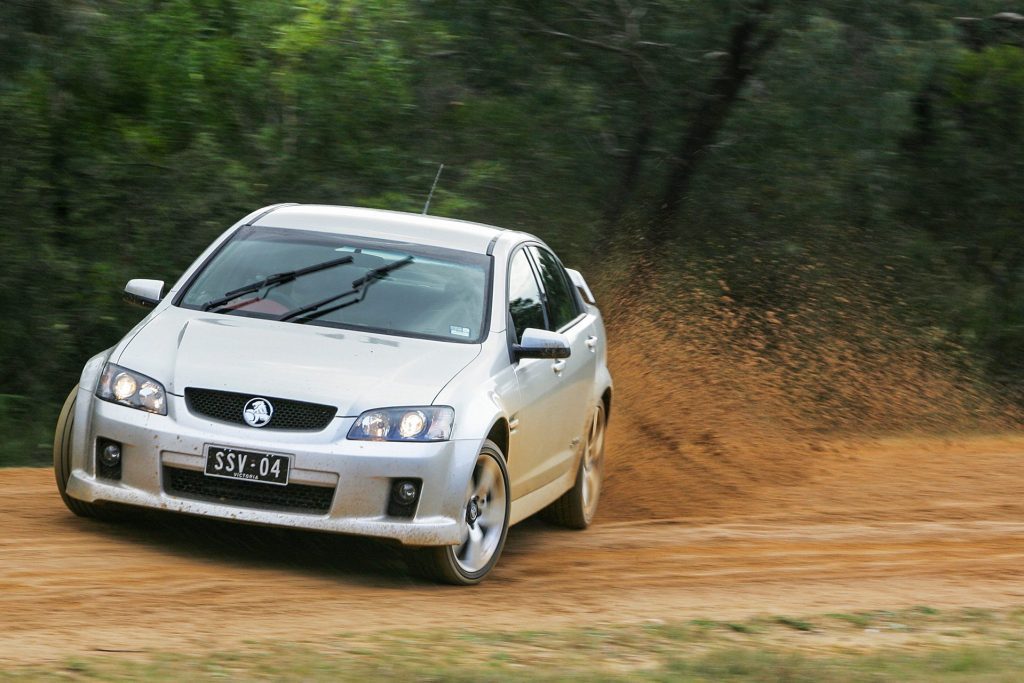 2006 Holden Commodore VE sliding on muddy road
