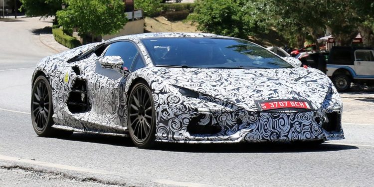 Lamborghini V12 spy shots front three quarters