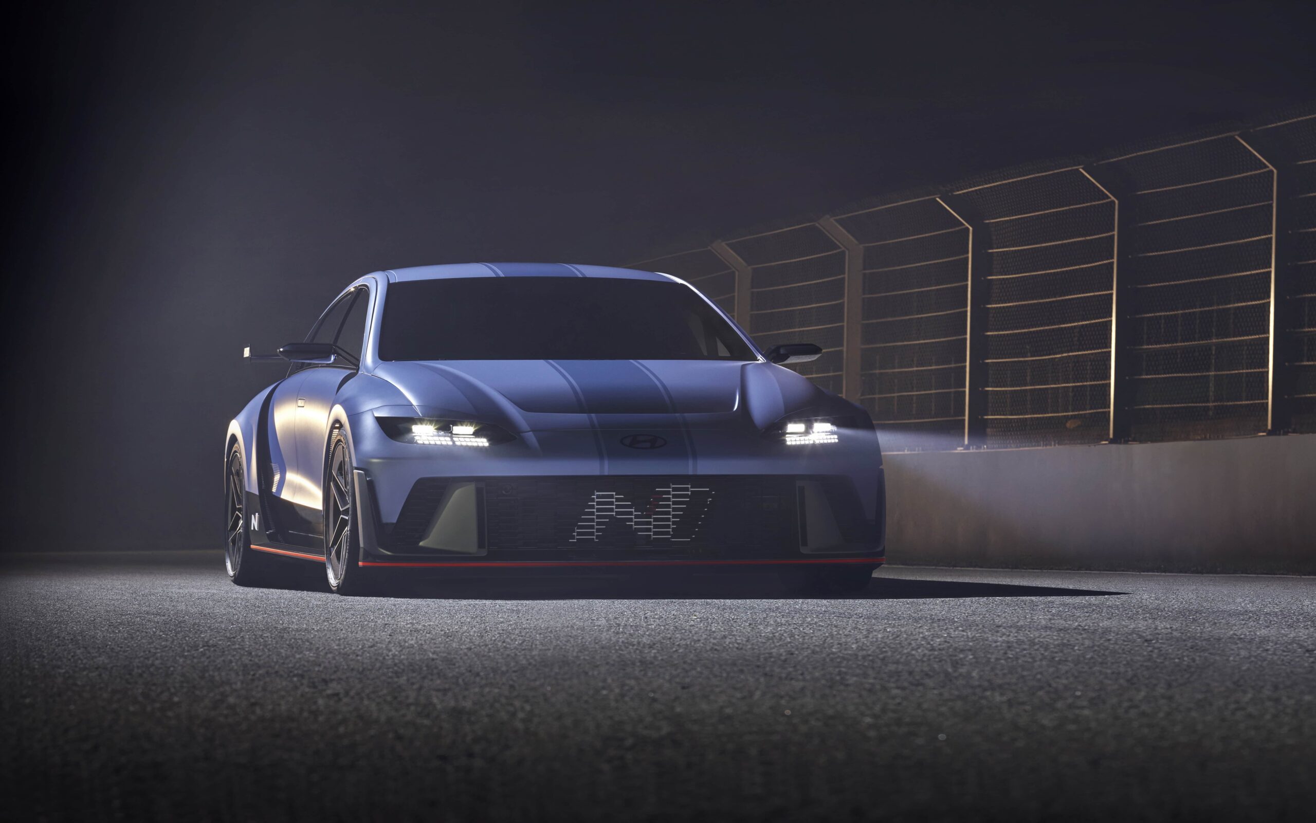 Hyundai RN22e concept car front three quarters on track