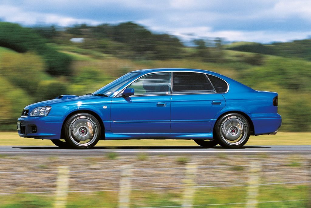 2003 Subaru Legacy S401 STi driving through country