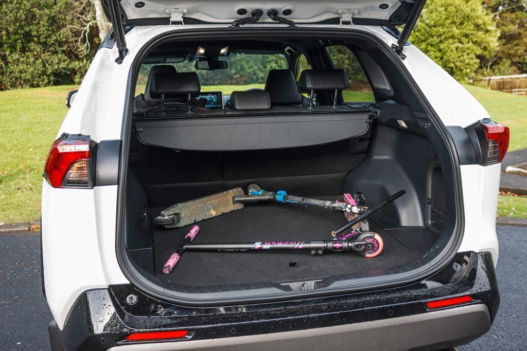 2022 Toyota RAV4 XSE Hybrid boot space with scooters