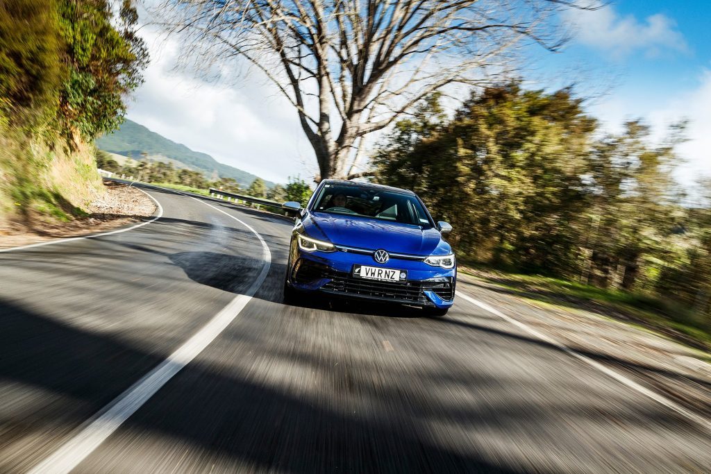 Volkswagen Golf R driving through trees